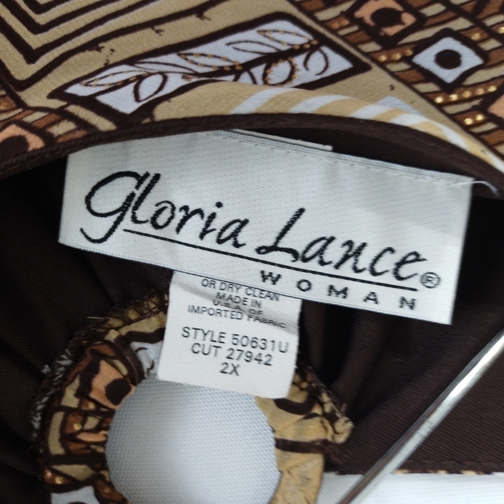 Vintage Y2K Gloria Lance Plus Size Women's Brown Abstract Top size 2X Boho Retro - Picture 4 of 4